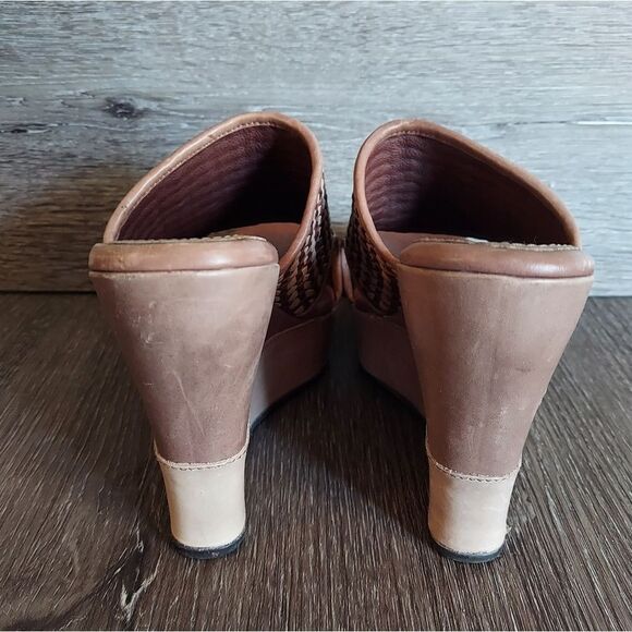Ugg 1002926 Doha Women's Brown Leather Wedge Platform Woven Sandals Size USA 8 - Picture 5 of 9